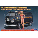 Volkswagen Type 2 Delivery Van "Fire Pattern" w Blond Girl's Figure